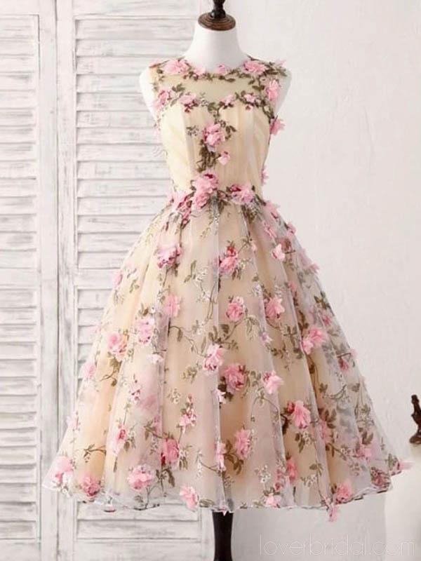 Open Back Lace Flower Cheap Homecoming Dresses Online, Cheap Short Prom Dresses, CM743