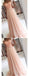 Pink A-line Off Shoulder 3/4 Sleeves Cheap Prom Dresses Online, Evening Dresses,12467