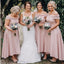 Pink A-line Off Shoulder Cheap Short Bridesmaid Dresses Online,WG1038