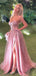 Pink A-line Sweetheart High Slit Maxi Long Prom Dresses,Evening Dresses,12956