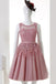 Pink Illusion See Through Lace Beaded Short Cheap Homecoming Dresses Online, CM568