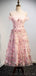 Pink Lace Off Shoulder Cheap Homecoming Dresses Online, Cheap Short Prom Dresses, CM784