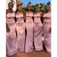 Pink Mermaid One Shoulder Cheap Long Bridesmaid Dresses Online,WG1246