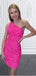 Pink One Shoulder Short Homecoming Dresses,Cheap Short Prom Dresses,CM940