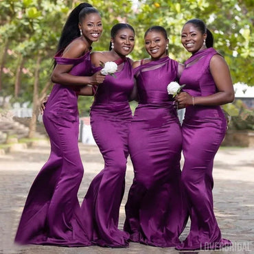 Purple Mermaid One Shoulder Cheap Long Bridesmaid Dresses Online,WG1026