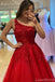 Red A-line One Shoulder Cheap Long Prom Dresses, Evening Party Dresses,12665