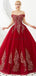 Red Off Shoulder A-line Long Evening Prom Dresses, Evening Party Prom Dresses, 12127