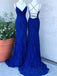 Royal Blue Lace Mermaid Long Evening Prom Dresses, Evening Party Prom Dresses, 12276