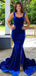 Royal Blue Mermaid Backless Side Slit Cheap Long Bridesmaid Dresses Online,WG975