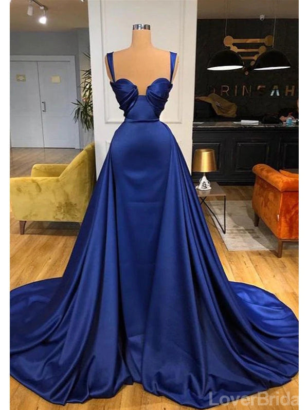 Royal Blue Mermaid Straps Cheap Long Prom Dresses,Evening Party Dresses,12658