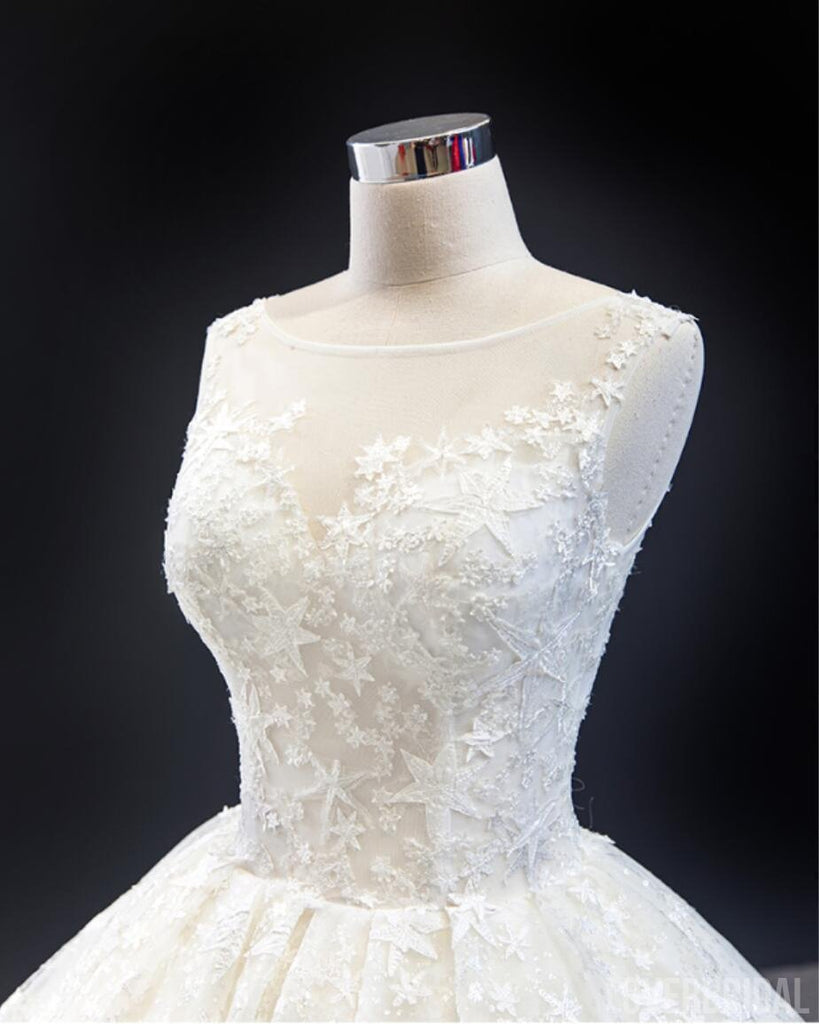 Scoop A-line Cute Lace Wedding Dresses Online, Cheap Bridal Dresses, WD619