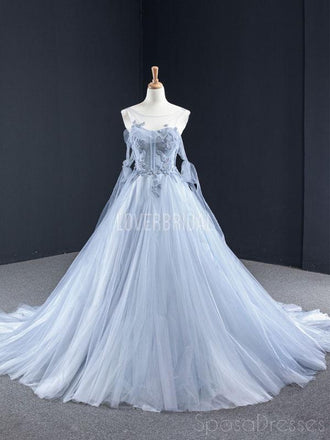 Scoop Grey Beaded Long Evening Prom Dresses, Evening Party Prom Dresses, 12252