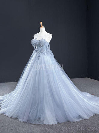 Scoop Grey Beaded Long Evening Prom Dresses, Evening Party Prom Dresses, 12252