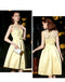 Scoop Pastel Yellow Flower Cheap Homecoming Dresses Online, Cheap Short Prom Dresses, CM780