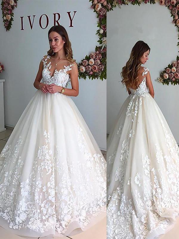 Sexy Backless Cap Sleeve Lace A line Cheap Wedding Dresses Online, WD402