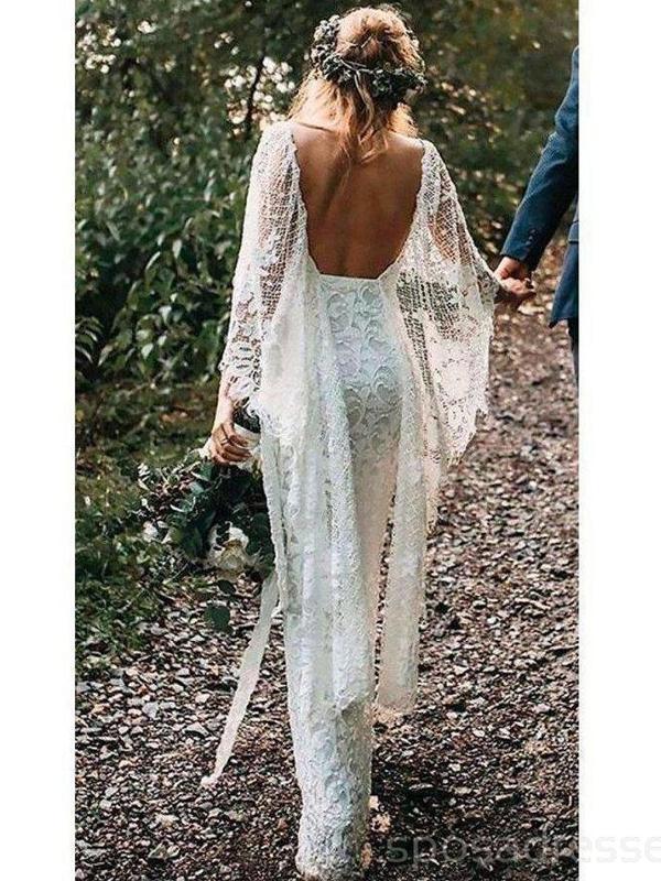 Sexy Backless Lace Mermaid Side Slit Sexy Wedding Dresses Online, Cheap Lace Bridal Dresses, WD472