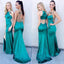 Sexy Backless Mismatched Green Long Bridesmaid Dresses, Affordable Unique Custom Long Bridesmaid Dresses, Affordable Bridesmaid Gowns, BD114