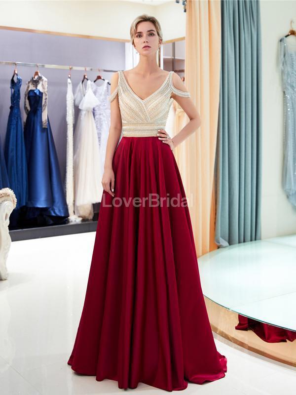 Sexy Backless Off Shoulder Beaded Evening Prom Dresses, Evening Party Prom Dresses, 12028