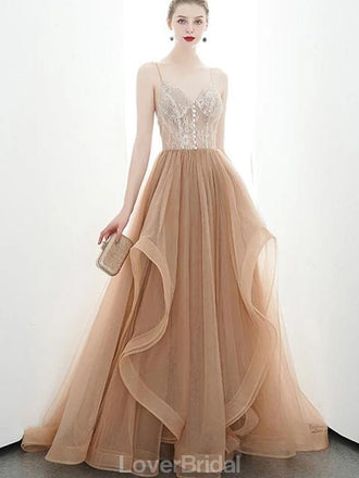 Sexy Backless Spaghetti Straps See Through Long Evening Prom Dresses, Evening Party Prom Dresses, 12175