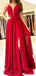 Sexy Bright Red Halter Side Slit Long Evening Prom Dresses, Cheap Sweet 16 Dresses, 18358