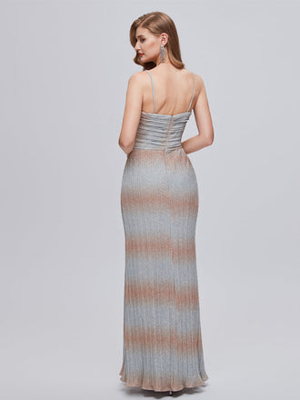 Sexy Mermaid Spaghetti Straps Side Slit V-neck Cheap Prom Dresses,12795