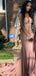 Sexy Pink Mermaid Spaghetti Straps V-neck Maxi Long Prom Dresses,Evening Dresses,12995