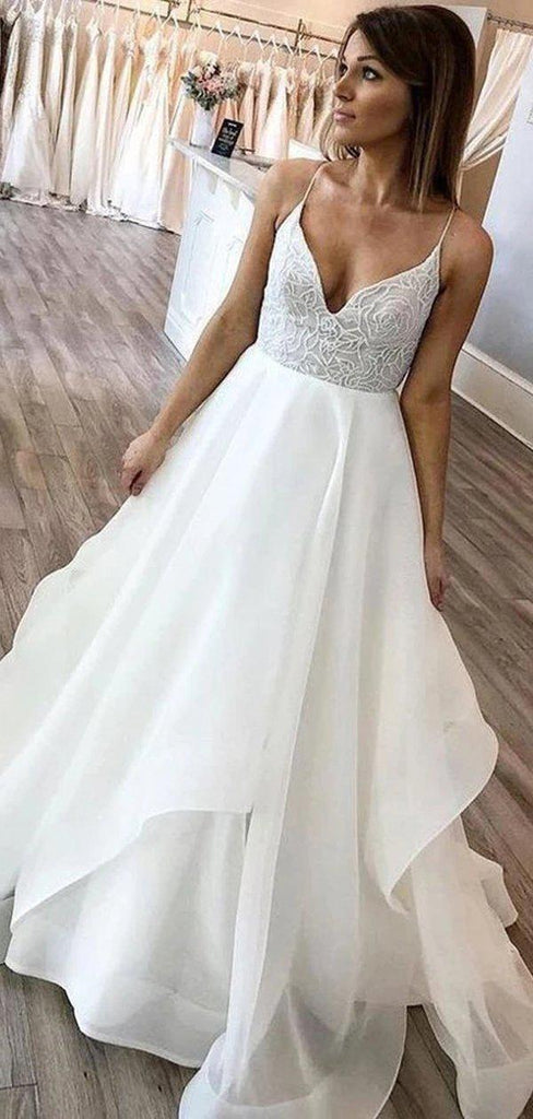 Sexy Spaghetti Straps Backless A-line Cheap Wedding Dresses Online, Cheap Bridal Dresses, WD618