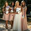 Short Sleeves Sequin Top Tulle Skirt Custom Cheap Bridesmaid Dresses Online, WG370
