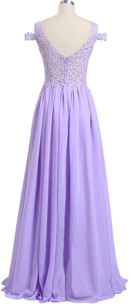 Side Slit Blue Chiffon Cheap Bridesmaid Dresses Online,WG757