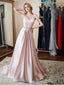 Simple A-line Pink Straps V-neck Long Party Prom Dresses Online,Dance Dresses,12367