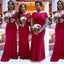 Simple Hot Pink Mismatched Mermaid Long Cheap Bridesmaid Dresses Online, WG312