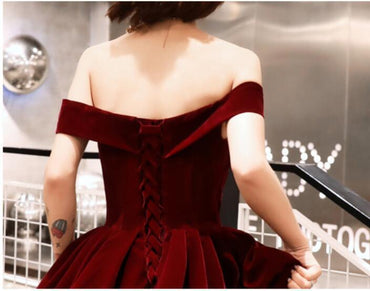 Simple Off Shoulder Dark Red Cheap Homecoming Dresses Online, Cheap Short Prom Dresses, CM776