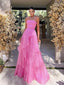 Simple Pink A-line Strapless Maxi Long Prom Dresses,Evening Dresses,13028