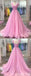 Simple Pink A-line V-neck Cheap Long Prom Dresses Online,12627