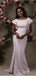 Simple Pink Mermaid Jewel Short Sleeves Cheap Long Bridesmaid Dresses,WG1371