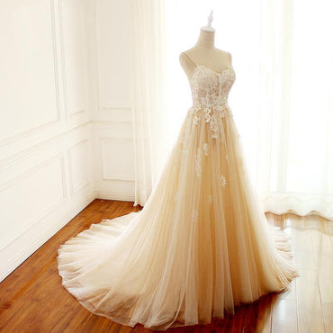 Spaghetti Strapls A-line Long  Custom Cheap Wedding Bridal Dresses, WD296