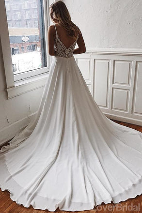 Spaghetti Straps Lace See Through Cheap Wedding Dresses Online, Cheap Unique Bridal Dresses, WD603