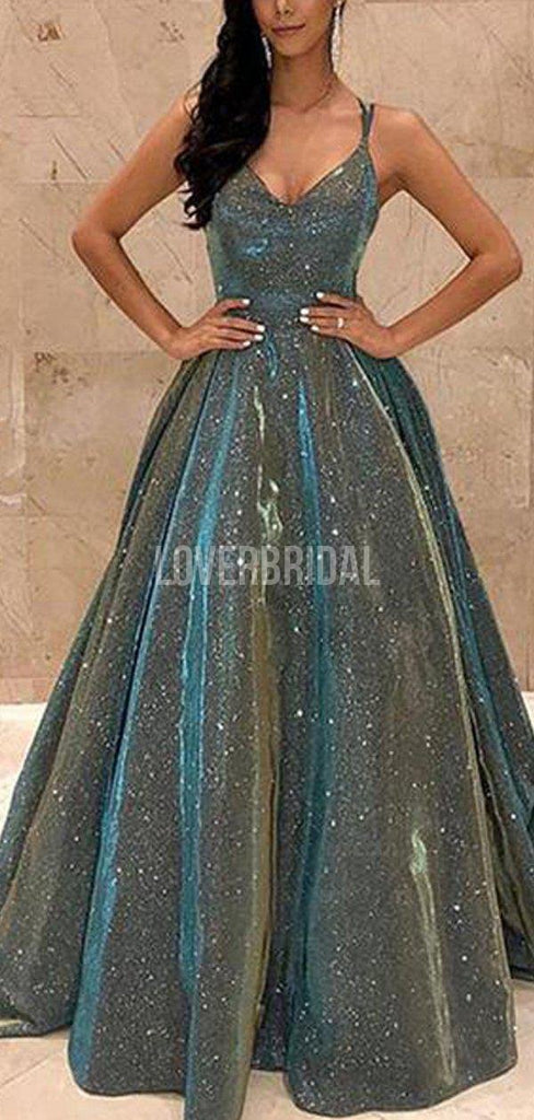 Spaghetti Straps Simple Green Long Evening Prom Dresses, Evening Party Prom Dresses, 12246