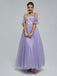 Sparkly A-line Short Sleeves Cheap Long Prom Dresses Online,12858