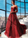 Sparkly Burgundy A-line Sweetheart Maxi Long Prom Dresses,Party Prom Dresses,13038