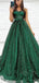 Sparkly Green A-line Spaghetti Straps Maxi Long Prom Dresses,Evening Dresses,12954