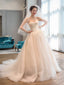 Strapless Simple Tulle A line Long Tail Wedding Dresses, Custom Made Long Wedding Dresses, Cheap Wedding Gowns, WD208