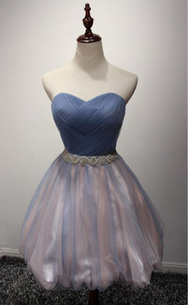 Strapless Sweetheart Tulle Cute Homecoming Prom Dresses, Affordable Short Party Prom Sweet 16 Dresses, Perfect Homecoming Cocktail Dresses, CM334