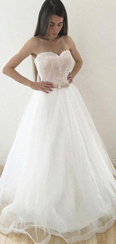 Sweetheart A line Cheap Wedding Dresses Online, Cheap Strapless Bridal Dresses, WD456