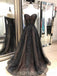 Sweetheart Black Lace Beaded A-line Long Evening Prom Dresses, Cheap Sweet 16 Dresses, 18430