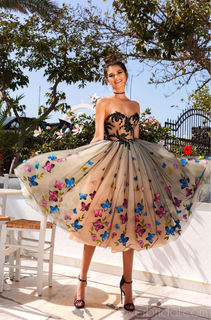 Sweetheart Butterfly Flower Unique Cheap Homecoming Dresses Online, Cheap Short Prom Dresses, CM748