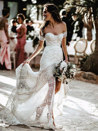 Sweetheart Sexy Middle Slit Mermaid Wedding Dresses Online, Cheap Bridal Dresses, WD652