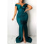 Teal Mermaid Off Shoulder Side Slit Cheap Long Bridesmaid Dresses,WG1368