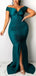 Teal Mermaid Off Shoulder Side Slit Cheap Long Bridesmaid Dresses,WG1368