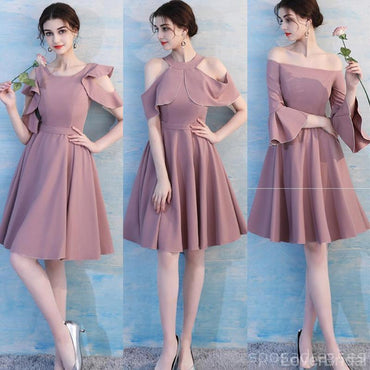 Unique Dusty Pink Short Mismatched Simple Cheap Bridesmaid Dresses Online, WG511